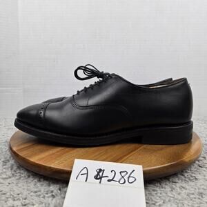 Allen Edmonds Mens 9E Wide Fifth Avenue Black Cap Toe Brogue Oxford Dress Shoe